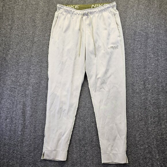 Nike Dri Fit Activewear Pants Mens Size Large Just Do It Bone White Stretch - Picture 1 of 10